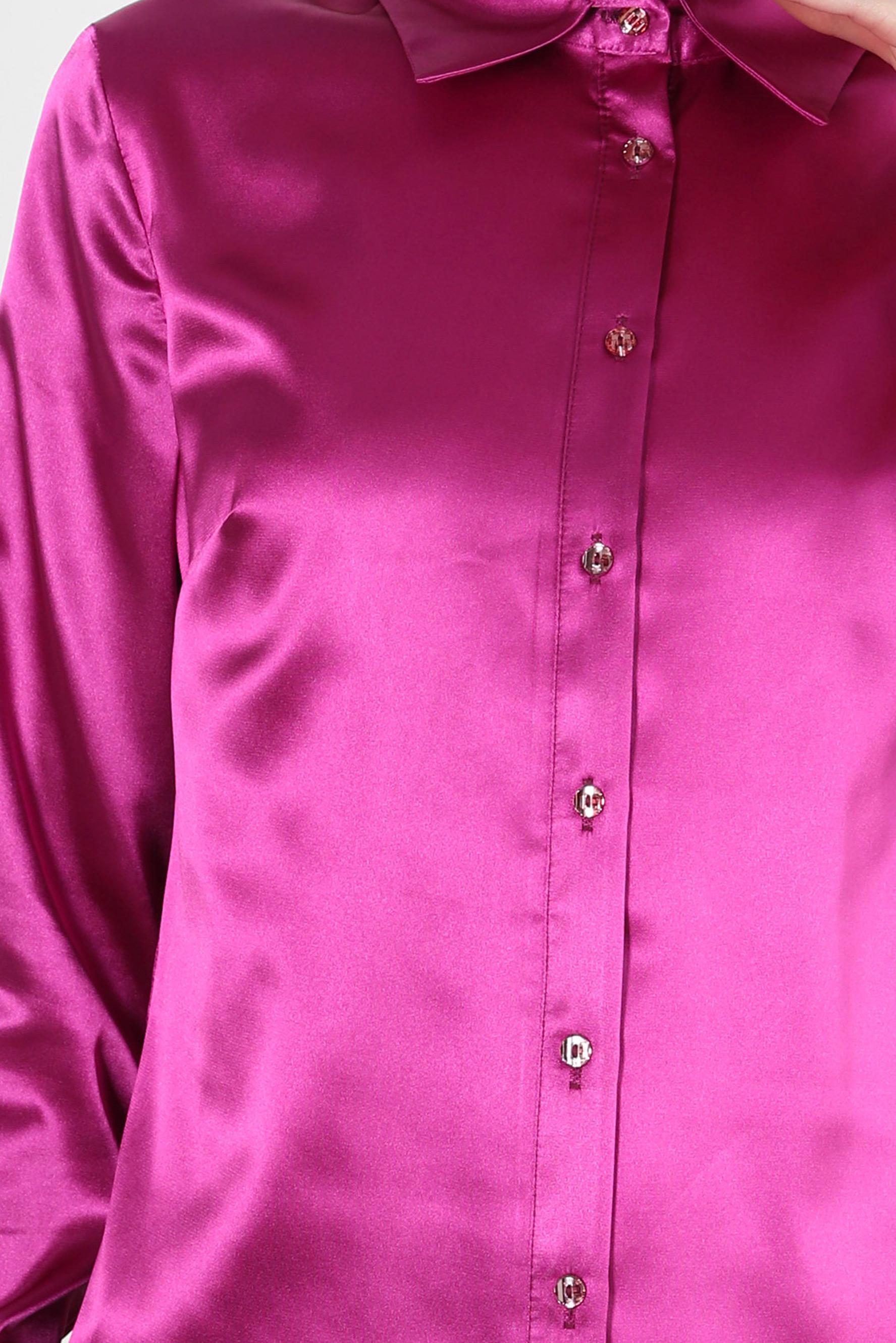 Tesettür giyim FUŞYA DÜĞMELİ SATEN BLUZ 43755